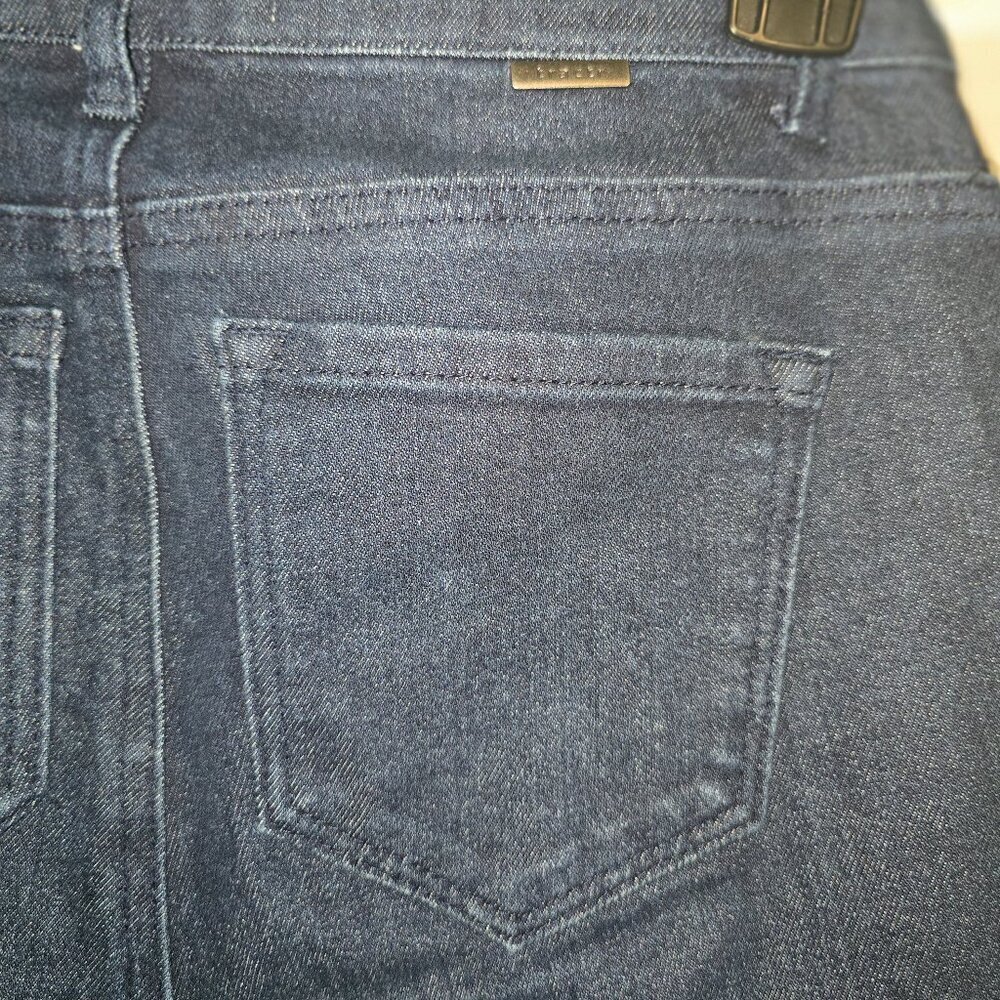 TRACTR dark denim flare with slit front leg and raw hem - Picture 7 of 8